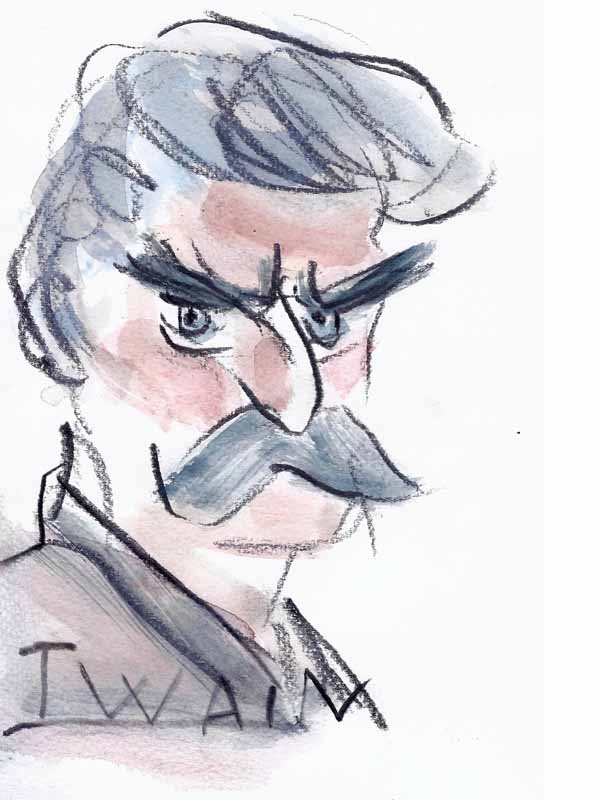 Twain, Mark. Portrait von Wolf-Dieter Pfennig.